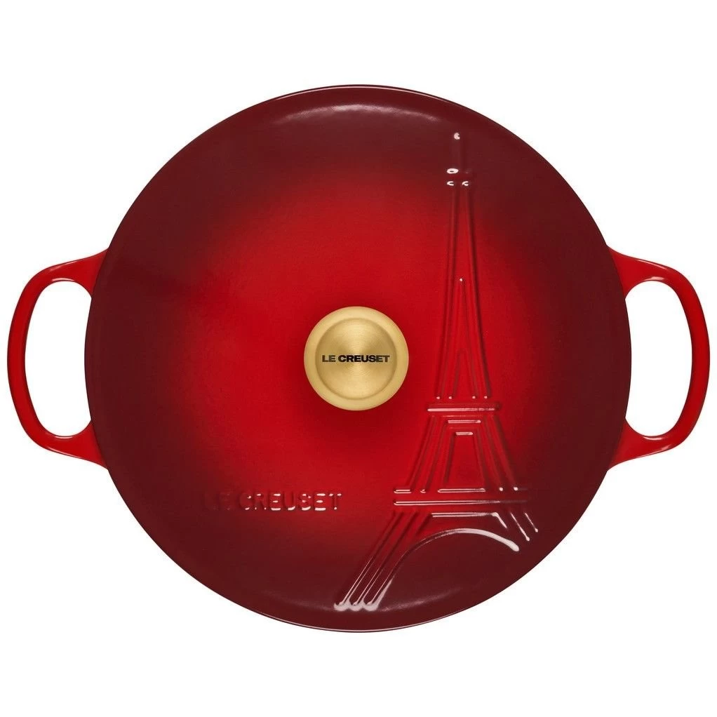 Le Creuset 3.5Qt Signature Braiser Eiffel Tower Collection | Cerise 2 Le Creuset 3.5Qt Signature Braiser Eiffel Tower Collection | Cerise - Image 2