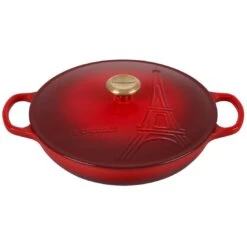Le Creuset 3.5Qt Signature Braiser Eiffel Tower Collection | Cerise