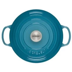 Le Creuset 5.5 Qt. Round Signature Cast Iron Dutch Oven With Stainless Steel Knob | Caribbean Blue -Cooking Master 2617ss c