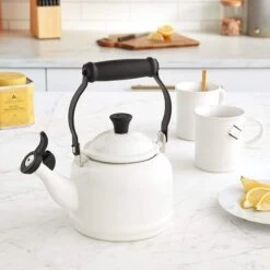 Le Creuset 1.25 Qt. Demi Kettle Tea Pot + 2 - 14oz Mugs Set | White -Cooking Master 811mew69xyl. ac sl1500