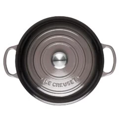 Le Creuset 2.25 Qt. Signature Enameled Cast Iron Braiser With Stainless Steel Knob | Oyster Grey -Cooking Master actual top oyster