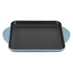 Le Creuset 9.5" Square Signature Enameled Cast Iron Griddle Pan | Caribbean Blue