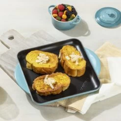 Le Creuset 9.5" Square Signature Enameled Cast Iron Griddle Pan | Caribbean Blue -Cooking Master cargriddle5