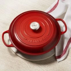 Le Creuset 3.5 Qt. Signature Enameled Cast Iron Braiser With Stainless Steel Knob | Cerise/Cherry Red -Cooking Master cer3