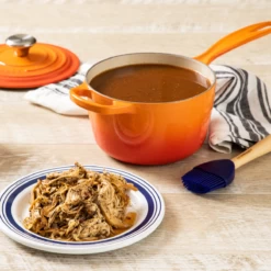 Le Creuset 1.75 Qt. Signature Enameled Cast Iron Saucepan With Stainless Steel Knob | Flame Orange -Cooking Master flame