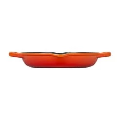 Le Creuset 9.75" Deep Round Signature Grill Pan | Flame Orange -Cooking Master flame orange deep grill pan side view