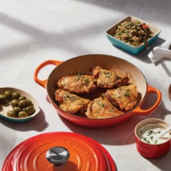 Le Creuset 2.25 Qt. Signature Enameled Cast Iron Braiser With Stainless Steel Knob | Flame Orange -Cooking Master flamebraise