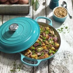 Le Creuset 2.25 Qt. Signature Enameled Cast Iron Braiser With Stainless Steel Knob | Caribbean Blue -Cooking Master lifecar1