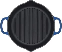 Le Creuset 9.75" Deep Round Signature Grill Pan | Marseille Blue -Cooking Master ls2020 2559 top view