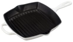 Le Creuset 10.25" Square Signature Cast Iron Grill Skillet | White