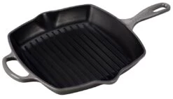 Le Creuset 10.25" Square Signature Cast Iron Grill Skillet | Oyster Grey