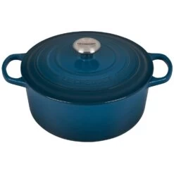 Le Creuset 5.5 Qt. Round Signature Cast Iron Dutch Oven With Stainless Steel Knob | Deep Teal