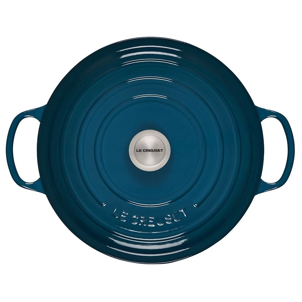 Le Creuset 7.25 Qt. Round Signature Dutch Oven With Stainless Steel Knob | Deep Teal 3 Le Creuset 7.25 Qt. Round Signature Dutch Oven With Stainless Steel Knob | Deep Teal - Image 3