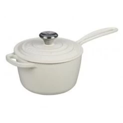Le Creuset 5-Piece Signature Cookware Set With Stainless Steel Knobs | White -Cooking Master ls2518 1616ss enameled cast iron sauce pan 1.75 quart 1
