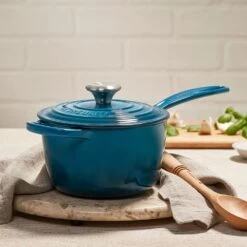 Le Creuset 1.75 Qt. Signature Enameled Cast Iron Saucepan With Stainless Steel Knob | Deep Teal -Cooking Master ls2518 167dss 5