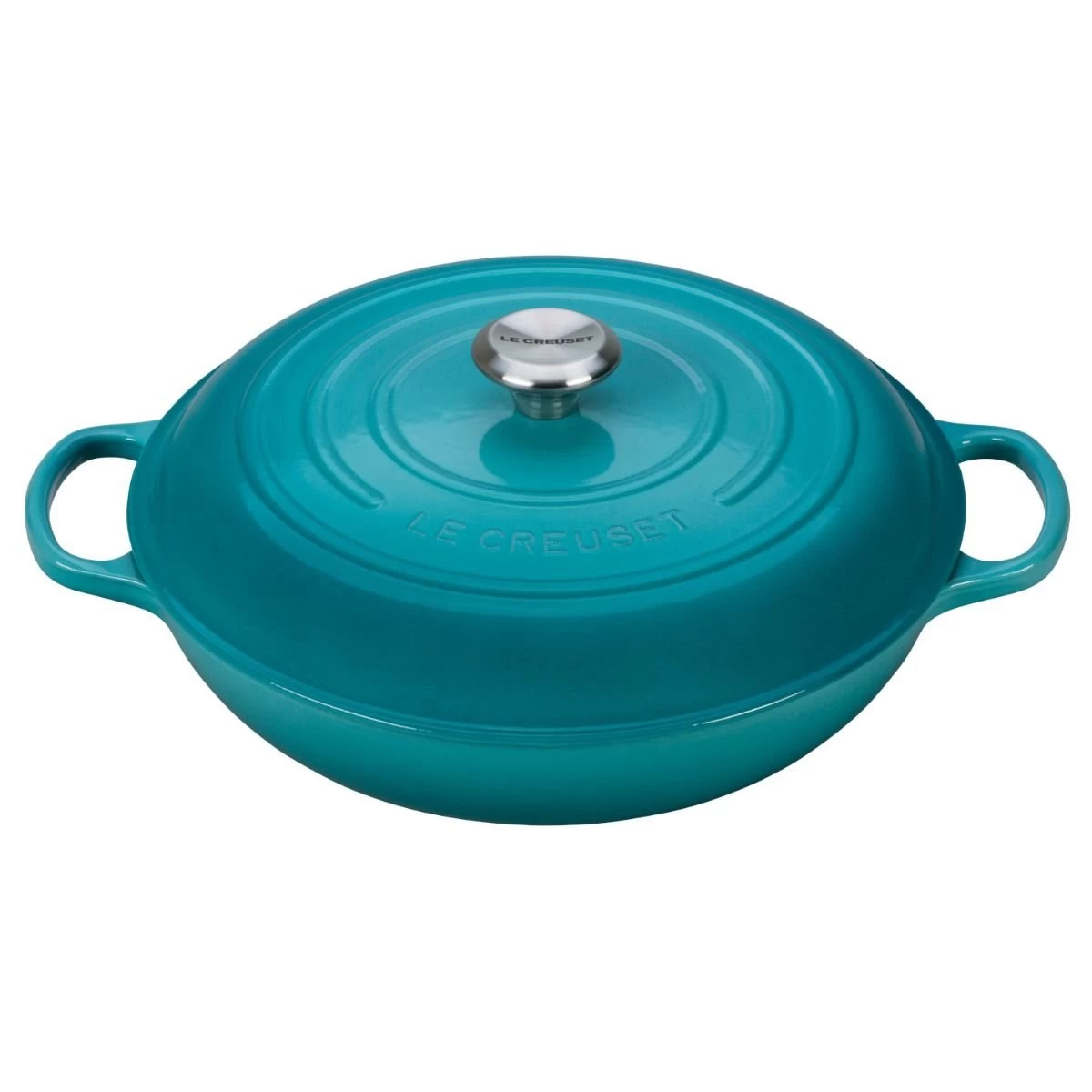 Le Creuset 5 Qt. Signature Enameled Cast Iron Braiser With Stainless Steel Knob | Caribbean Blue 1 Le Creuset 5 Qt. Signature Enameled Cast Iron Braiser With Stainless Steel Knob | Caribbean Blue