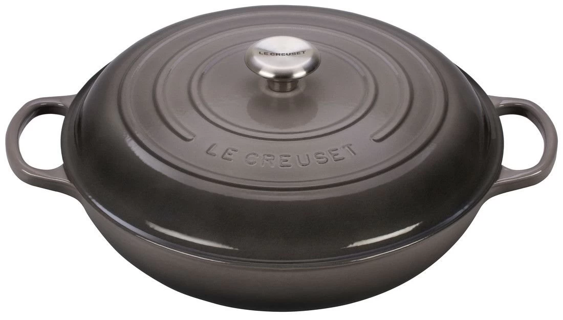Le Creuset 5 Qt. Signature Enameled Cast Iron Braiser With Stainless Steel Knob | Oyster Grey 1 Le Creuset 5 Qt. Signature Enameled Cast Iron Braiser With Stainless Steel Knob | Oyster Grey