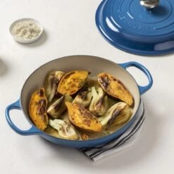 Le Creuset 3.5 Qt. Signature Enameled Cast Iron Braiser With Stainless Steel Knob | Marseille Blue -Cooking Master mars 1