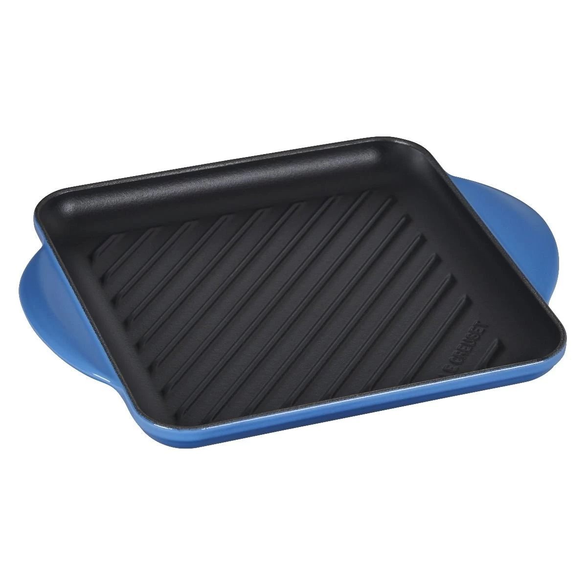Le Creuset 9.5" Square Signature Enameled Cast Iron Grill Pan | Marseille Blue 2 Le Creuset 9.5" Square Signature Enameled Cast Iron Grill Pan | Marseille Blue - Image 2