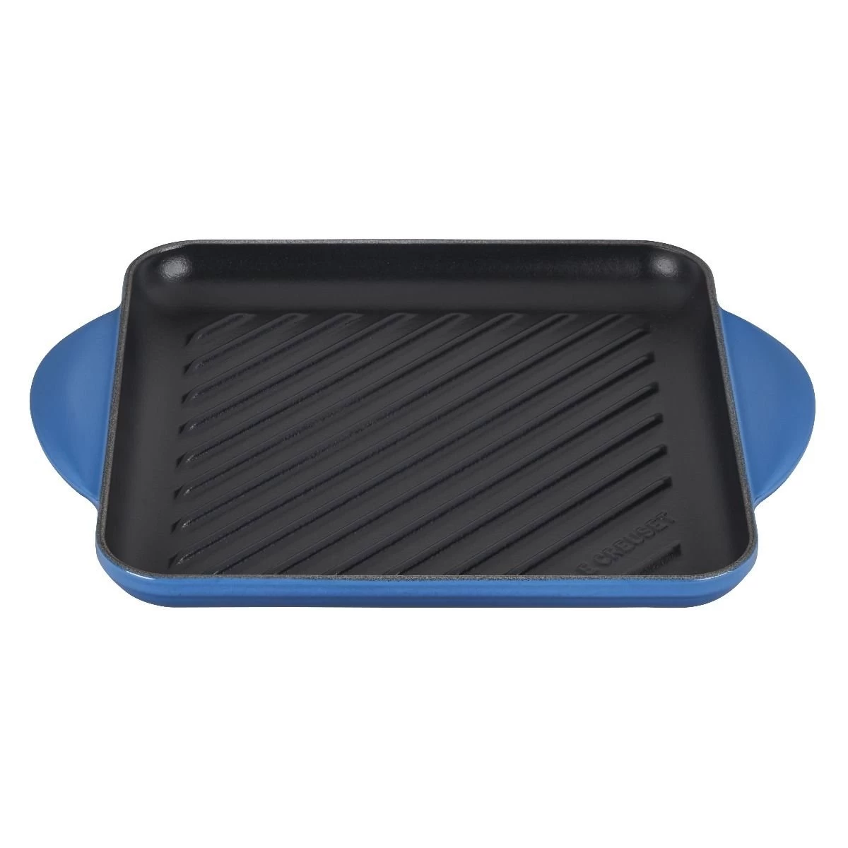 Le Creuset 9.5" Square Signature Enameled Cast Iron Grill Pan | Marseille Blue 1 Le Creuset 9.5" Square Signature Enameled Cast Iron Grill Pan | Marseille Blue