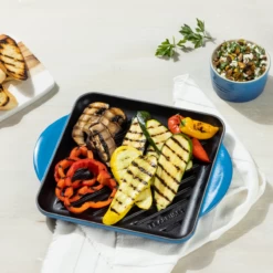 Le Creuset 9.5" Square Signature Enameled Cast Iron Grill Pan | Marseille Blue 13 Le Creuset 9.5" Square Signature Enameled Cast Iron Grill Pan | Marseille Blue -Cooking Master marsgriddle6