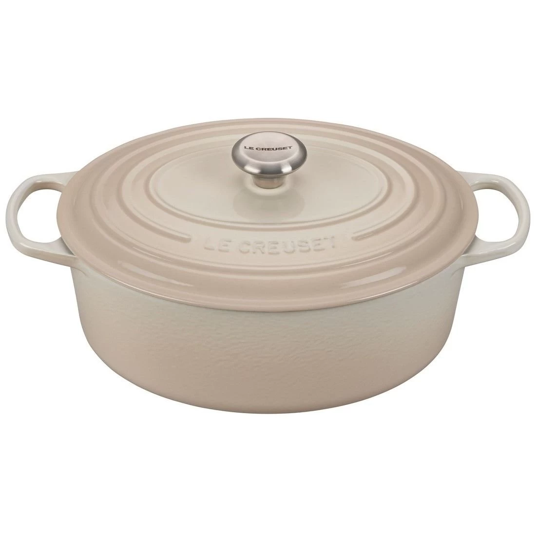 Le Creuset 6.75 Qt. Oval Signature Dutch Oven With Stainless Steel Knob | Meringue White 1 Le Creuset 6.75 Qt. Oval Signature Dutch Oven With Stainless Steel Knob | Meringue White