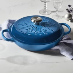 Le Creuset 2.25 Qt. Signature Braiser With Stainless Steel Knob | Noel (Marseille Blue) -Cooking Master noelbraiser2
