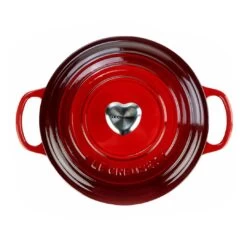 Le Creuset 3.5 Qt. Round Signature Dutch Oven With Stainless Steel Heart Knob | Cerise/Cherry Red 9 Le Creuset 3.5 Qt. Round Signature Dutch Oven With Stainless Steel Heart Knob | Cerise/Cherry Red -Cooking Master overhead