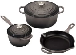 Le Creuset 5-Piece Signature Cookware Set With Stainless Steel Knobs | Oyster Grey