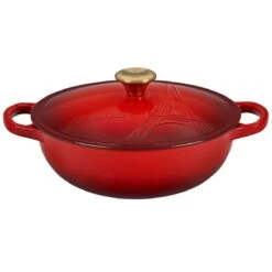 Le Creuset 2.5Qt Signature Cocotte Eiffel Tower Collection | Cerise -Cooking Master rs10248 eiffel rdo cerise lpr
