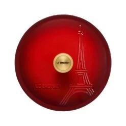 Le Creuset 2.5Qt Signature Cocotte Eiffel Tower Collection | Cerise -Cooking Master rs10252 eiffel rdo cerise lid scr