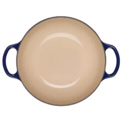 Le Creuset 2.5Qt Signature Cocotte Eiffel Tower Collection | Indigo Blue -Cooking Master rs10256 eiffel rdo indigo inside scr