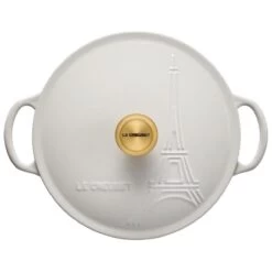 Le Creuset 2.5Qt Signature Cocotte Eiffel Tower Collection | White -Cooking Master rs10259 eiffel rdo white 3 lpr