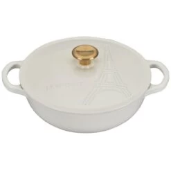 Le Creuset 2.5Qt Signature Cocotte Eiffel Tower Collection | White