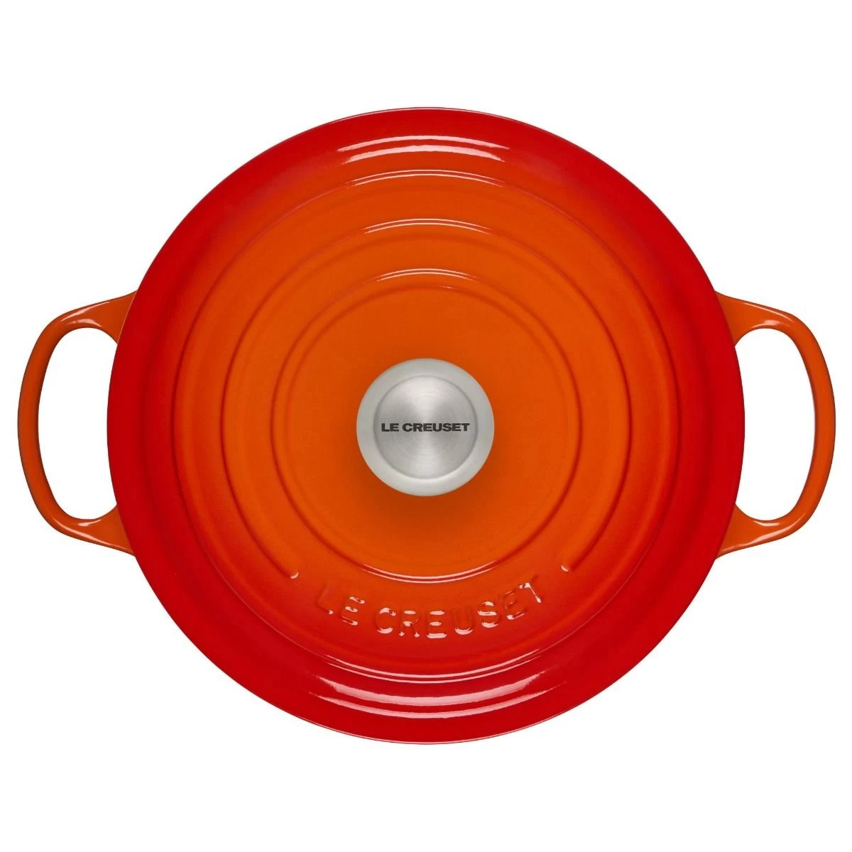 Le Creuset 5.5 Qt. Round Signature Cast Iron Dutch Oven With Stainless Steel Knob | Flame Orange 2 Le Creuset 5.5 Qt. Round Signature Cast Iron Dutch Oven With Stainless Steel Knob | Flame Orange - Image 2