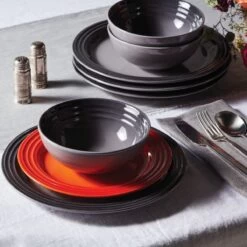 Le Creuset 10.5" Dinner Plates - Set Of 4 | Oyster Grey -Cooking Master rs10542 lca 2019 holiday placesetting flameplate ret