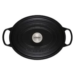 Le Creuset 6.75 Qt. Oval Signature Dutch Oven With Stainless Steel Knob | Licorice -Cooking Master rs11833 ls2502 3120ss 3 lpr