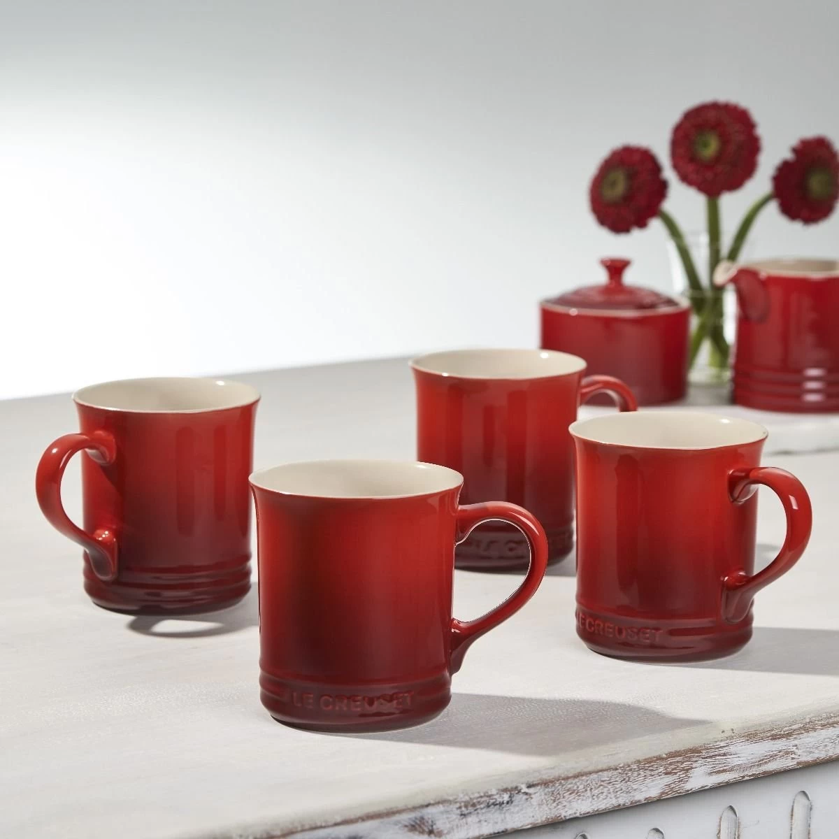 Le Creuset 14oz Mugs (Set Of 4) | Cerise/Cherry Red 4 Le Creuset 14oz Mugs (Set Of 4) | Cerise/Cherry Red - Image 4