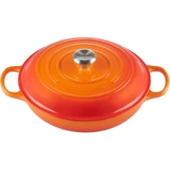 Le Creuset 3.5 Qt. Signature Enameled Cast Iron Braiser With Stainless Steel Knob | Flame Orange