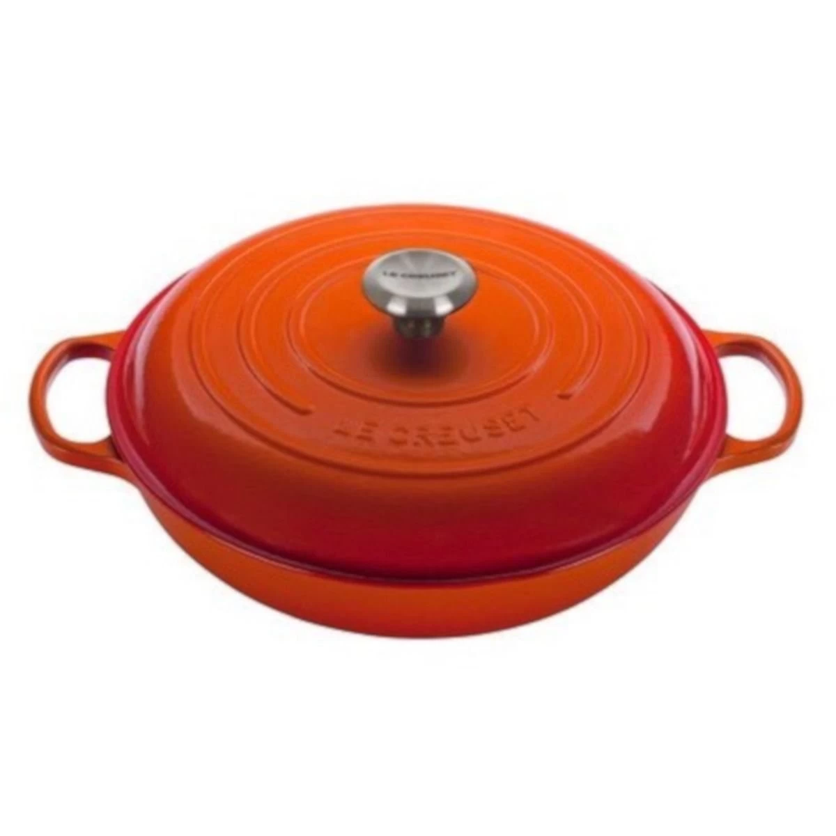 Le Creuset 5 Qt. Signature Enameled Cast Iron Braiser With Stainless Steel Knob | Flame Orange 1 Le Creuset 5 Qt. Signature Enameled Cast Iron Braiser With Stainless Steel Knob | Flame Orange