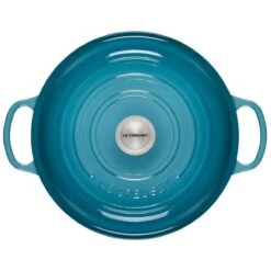 Le Creuset 3.5 Qt. Signature Enameled Cast Iron Braiser With Stainless Steel Knob | Caribbean Blue -Cooking Master rs12365 ls2532 3017ss 3