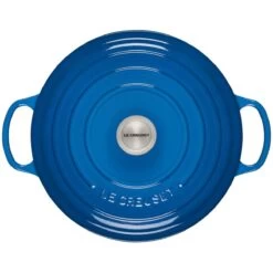 Le Creuset 9 Qt. Round Signature Dutch Oven With Stainless Steel Knob | Marseille Blue -Cooking Master rs12412 ls2501 3059ss 3