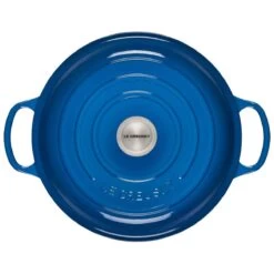 Le Creuset 3.5 Qt. Signature Enameled Cast Iron Braiser With Stainless Steel Knob | Marseille Blue -Cooking Master rs12495 ls2532 3059 3