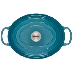 Le Creuset 6.75 Qt. Oval Signature Dutch Oven With Stainless Steel Knob | Caribbean Blue -Cooking Master rs12539 ls2502 3117ss 3