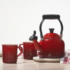Le Creuset 1.25 Qt. Demi Kettle Tea Pot + 2 - 14oz Mugs Set | Cerise/Cherry Red 12 Le Creuset 1.25 Qt. Demi Kettle Tea Pot + 2 - 14oz Mugs Set | Cerise/Cherry Red -Cooking Master rs12616 demikettleset 1
