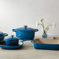 Le Creuset 5.5 Qt. Round Signature Cast Iron Dutch Oven With Stainless Steel Knob | Marseille Blue -Cooking Master rs12776 200716 lc 8piececastiron ret