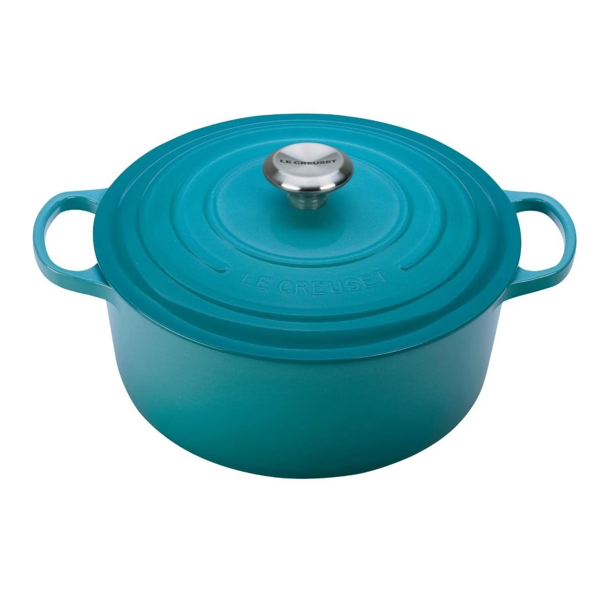 Le Creuset 7.25 Qt. Round Signature Dutch Oven With Stainless Steel Knob | Caribbean Blue 1 Le Creuset 7.25 Qt. Round Signature Dutch Oven With Stainless Steel Knob | Caribbean Blue