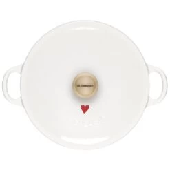 Le Creuset L'Amour 2.75 Qt. Enameled Cast Iron Soup Pot With Gold Knob & Heart Applique | White -Cooking Master rs13474 l2574 2216hlg 3