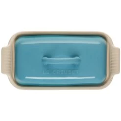 Le Creuset Heritage Butter Dish | Caribbean Blue -Cooking Master rs15823 h butterdish carib 3 lpr