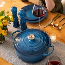 Le Creuset 5.5 Qt. Round Signature Cast Iron Dutch Oven With Stainless Steel Knob | Marseille Blue -Cooking Master rs16006 0921 lecreuset lifestyle 43